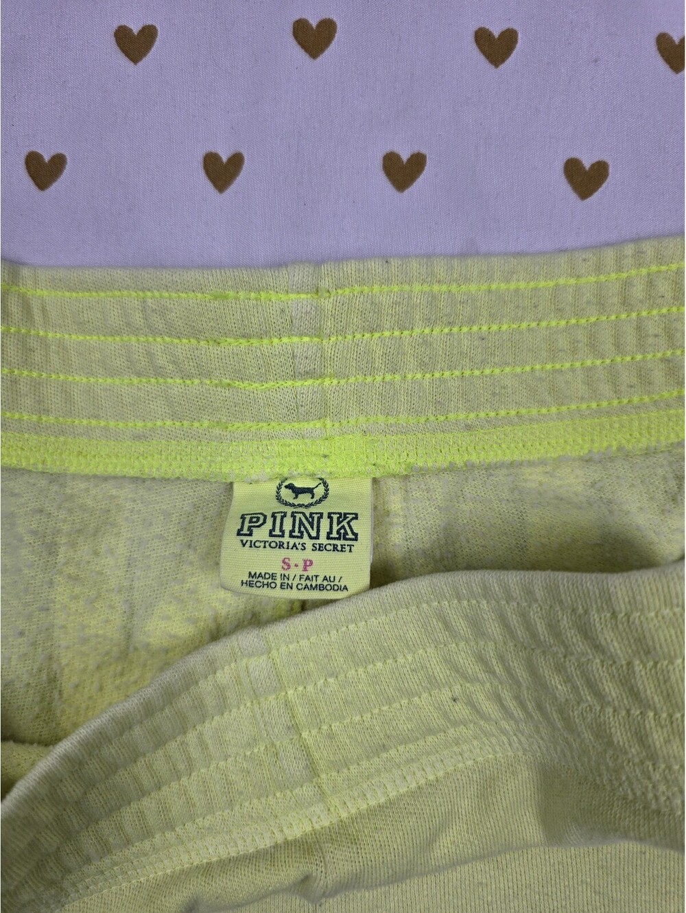 Victorias Secret PINK Vintage Y2llow Logo butt Sweat Shorts Y2k SMALL - Picture 4 of 6